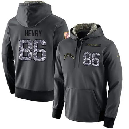 NFL Men's  San Diego Chargers #86 Hunter Henry Stitched Black Anthracite Salute to Service Player Performance Hoodie