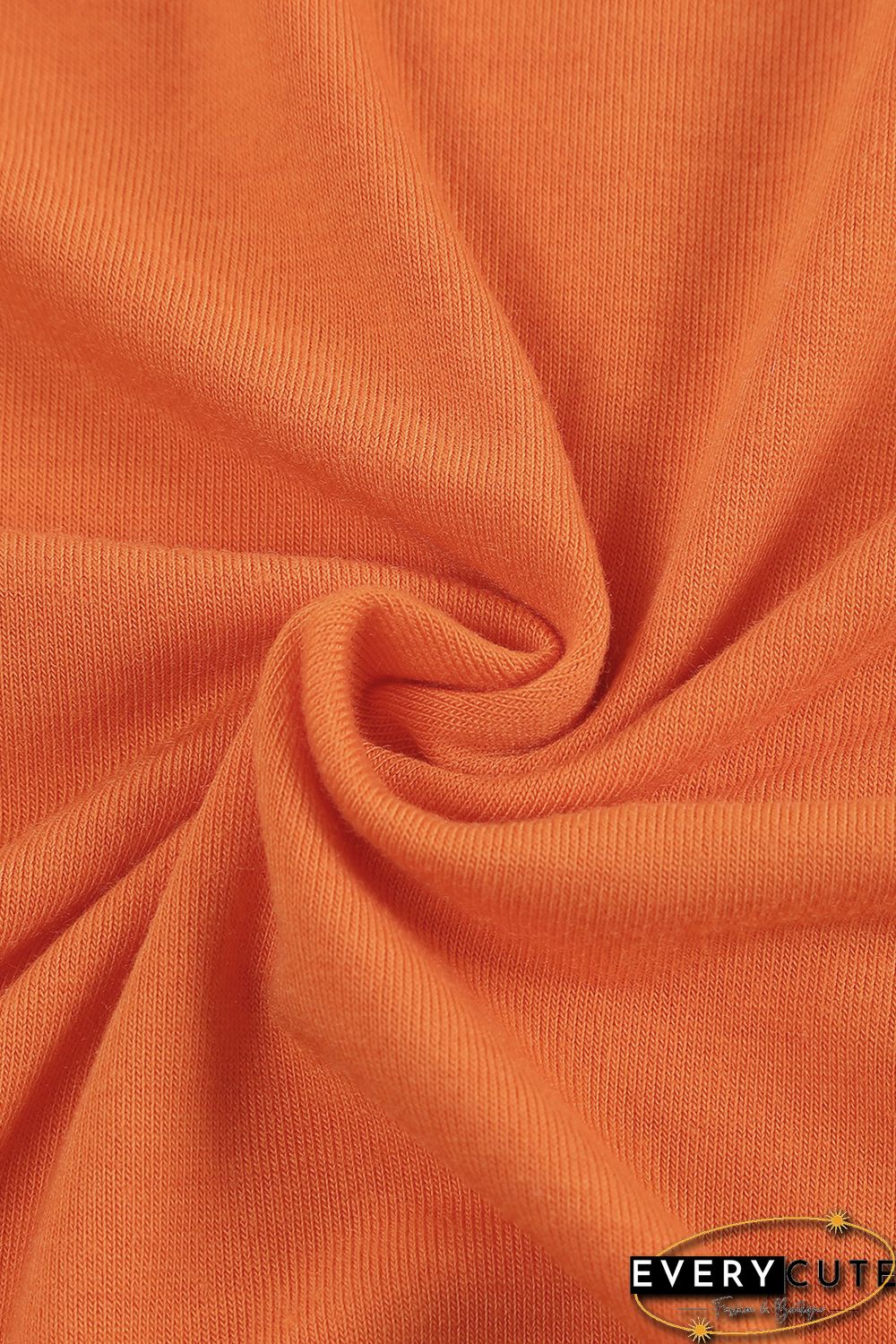 Orange Solid Color Crew Neck Tee