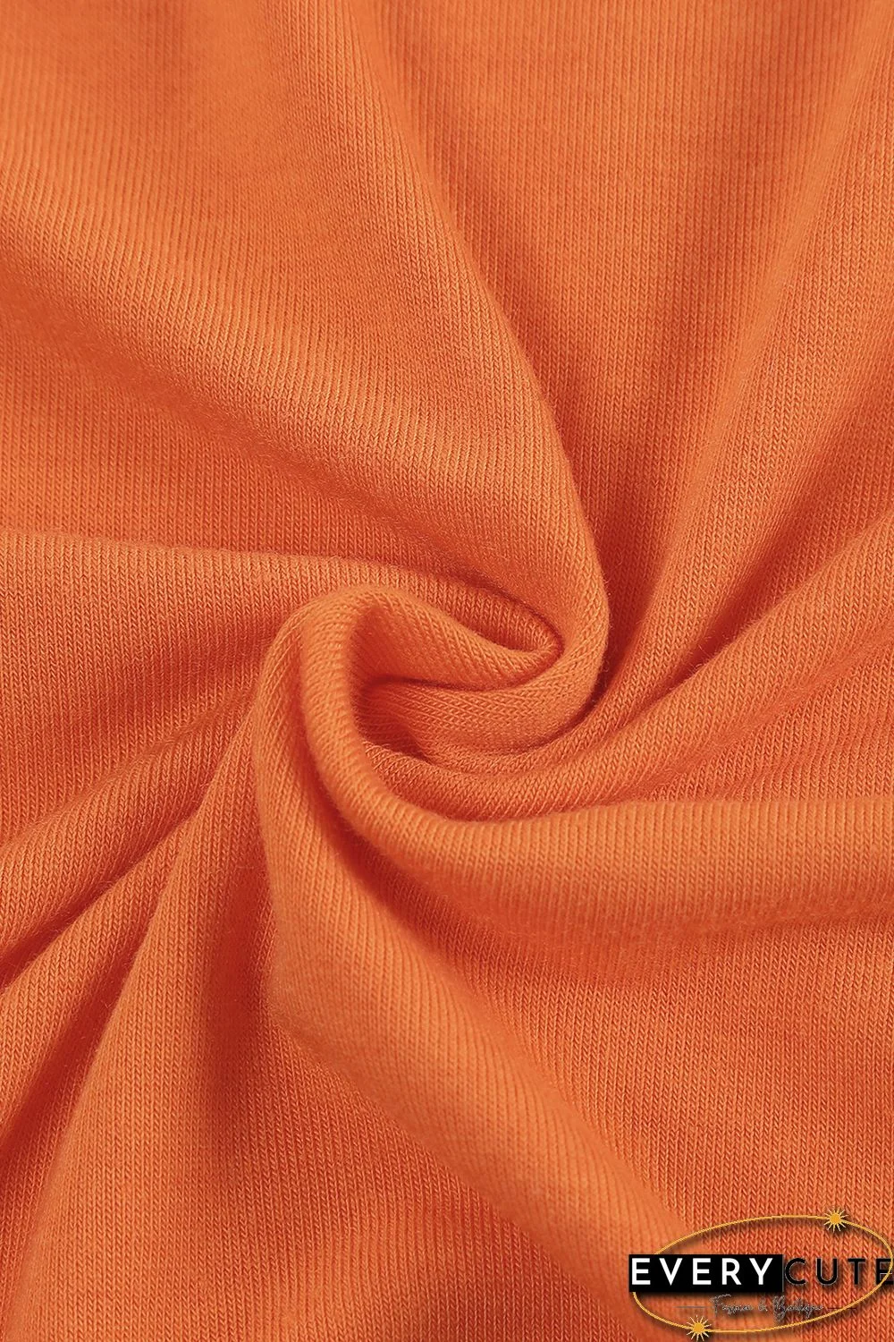 Orange Solid Color Crew Neck Tee