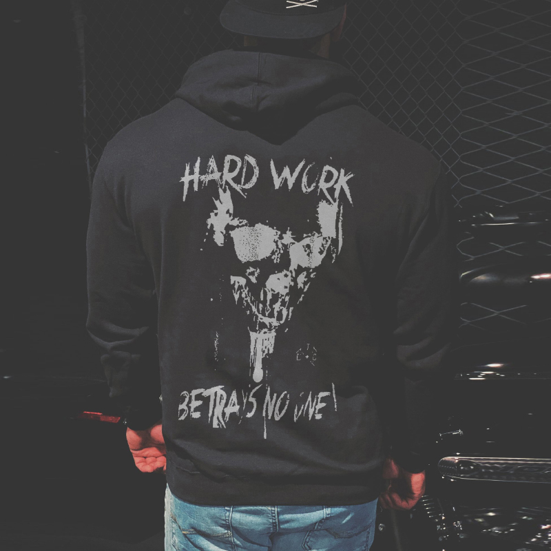 Livereid Work Hard Skull Devil Print Designer Hoodie - Livereid