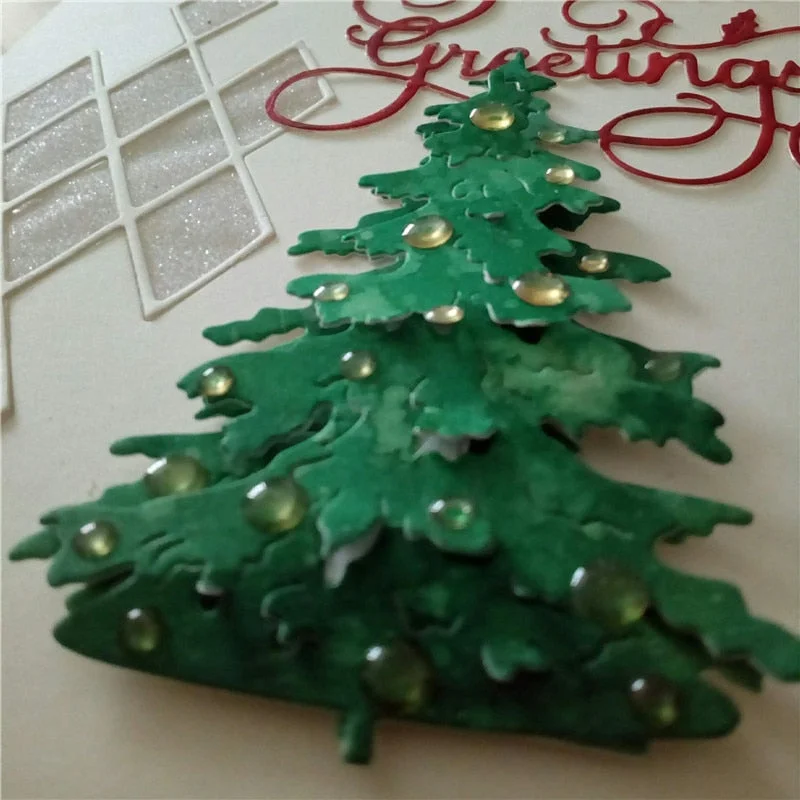 3pcs Christmas Tree Metal Die Cutting Dies for Scrapbooking Photo Album Decorative Embossing Folder Stencil