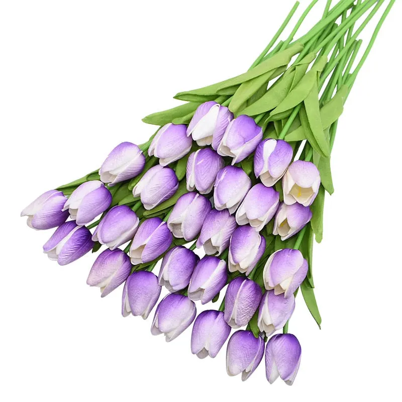 31Pcs/lot Tulips Artificial Flowers PU Calla Fake Flowers Real Touch Flowers for Wedding Decoration Home Party Decoration Favors