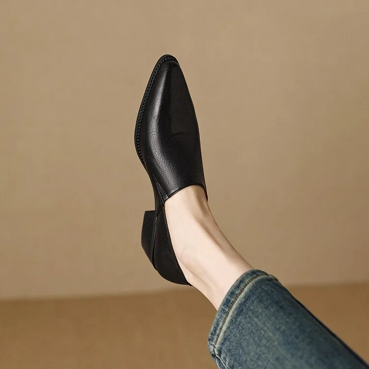 Churchf Churchf Heel Single Shoes Female 2024 New Pointed Deep Mouth French Small Fragrant Wind Thick With Temperament Pure Color Small Leather Shoes Female