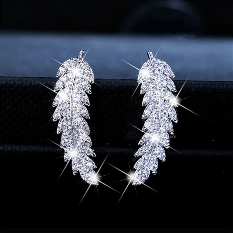 Gorgeous Feather Ear Climbers Cuff Earrings
