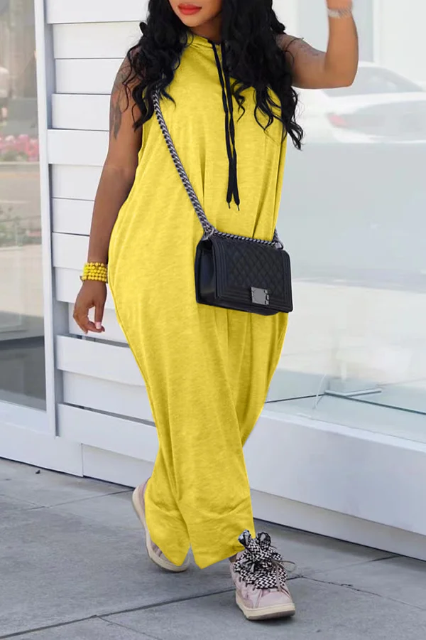 Sleeveless Hooded Baggy Jumpsuit