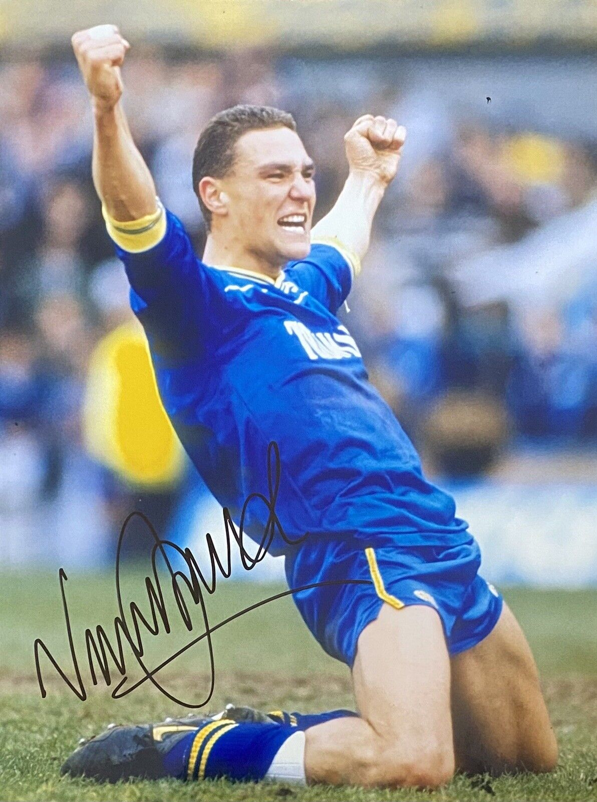 Vinnie Jones Hand Signed Wimbledon 16x12 Photo Poster painting, Chelsea, 1