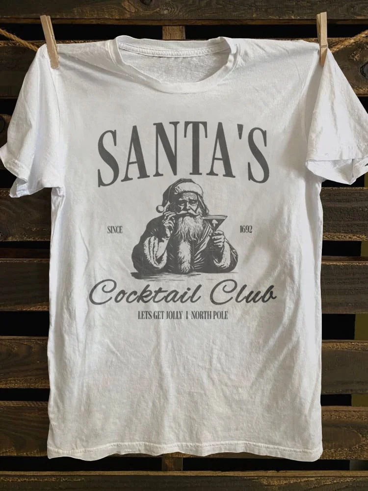 Teecade Teecade Santas Cocktail Club Christmas T-shirt