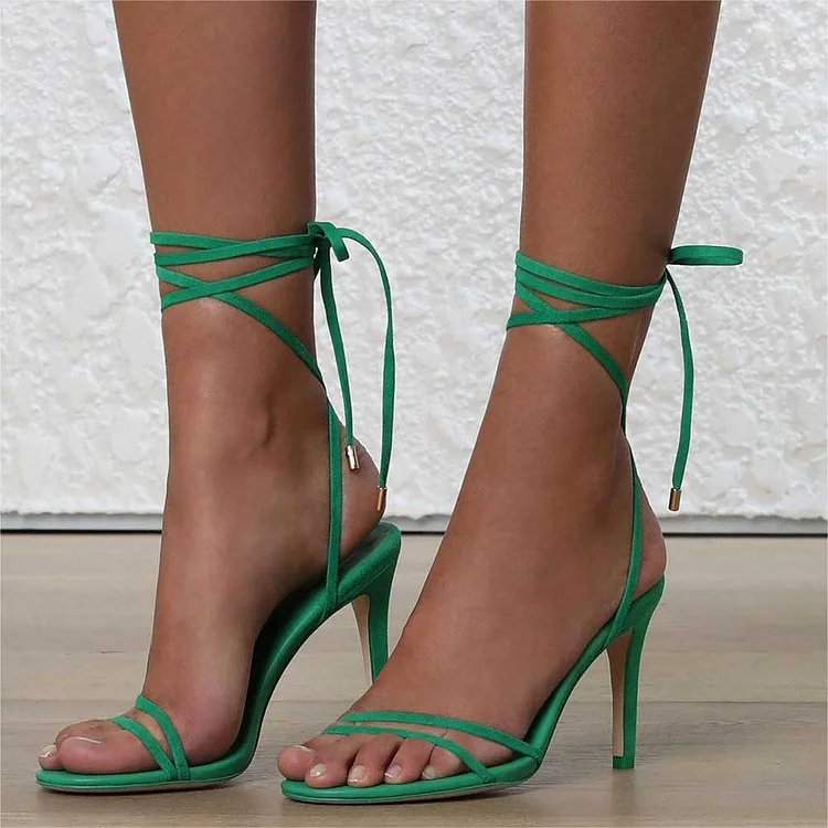 Custom Made Green Strappy Sandals |FSJ Shoes