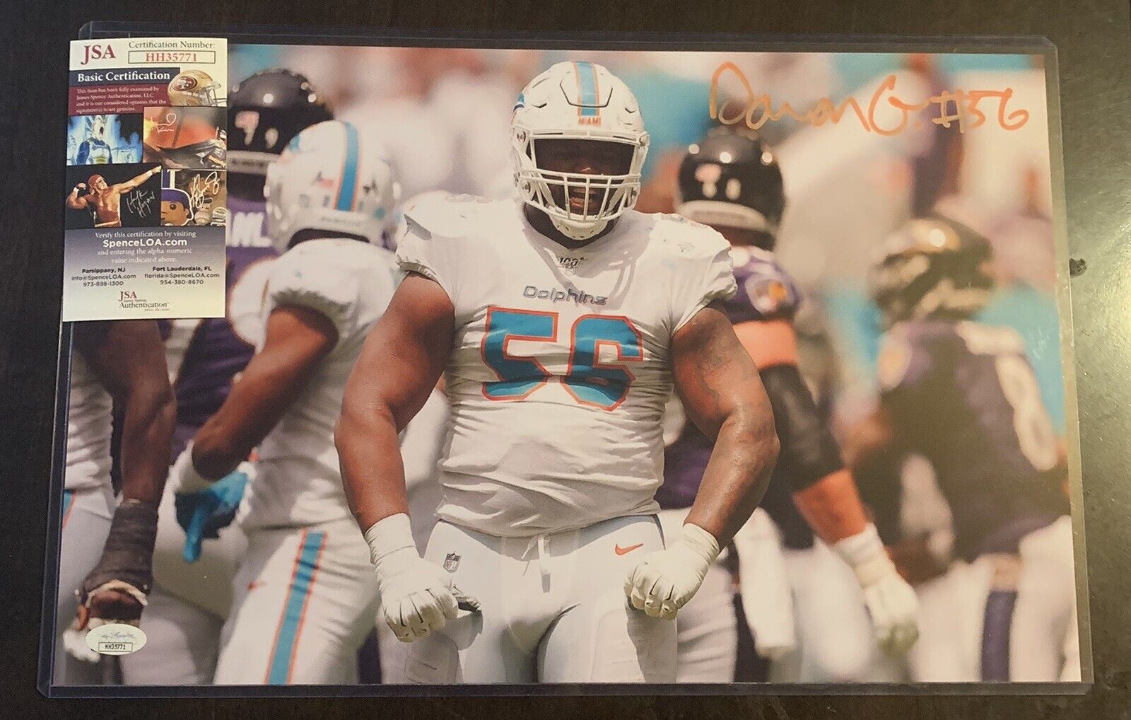 DAVON GODCHAUX 11x17 Signed Photo Poster painting DOLPHINS FOOTBALL JSA/COA HH35771