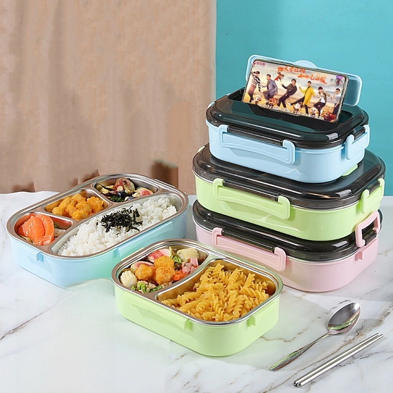 Casual Solid Color 304 Stainless Steel Plastic Bento Box