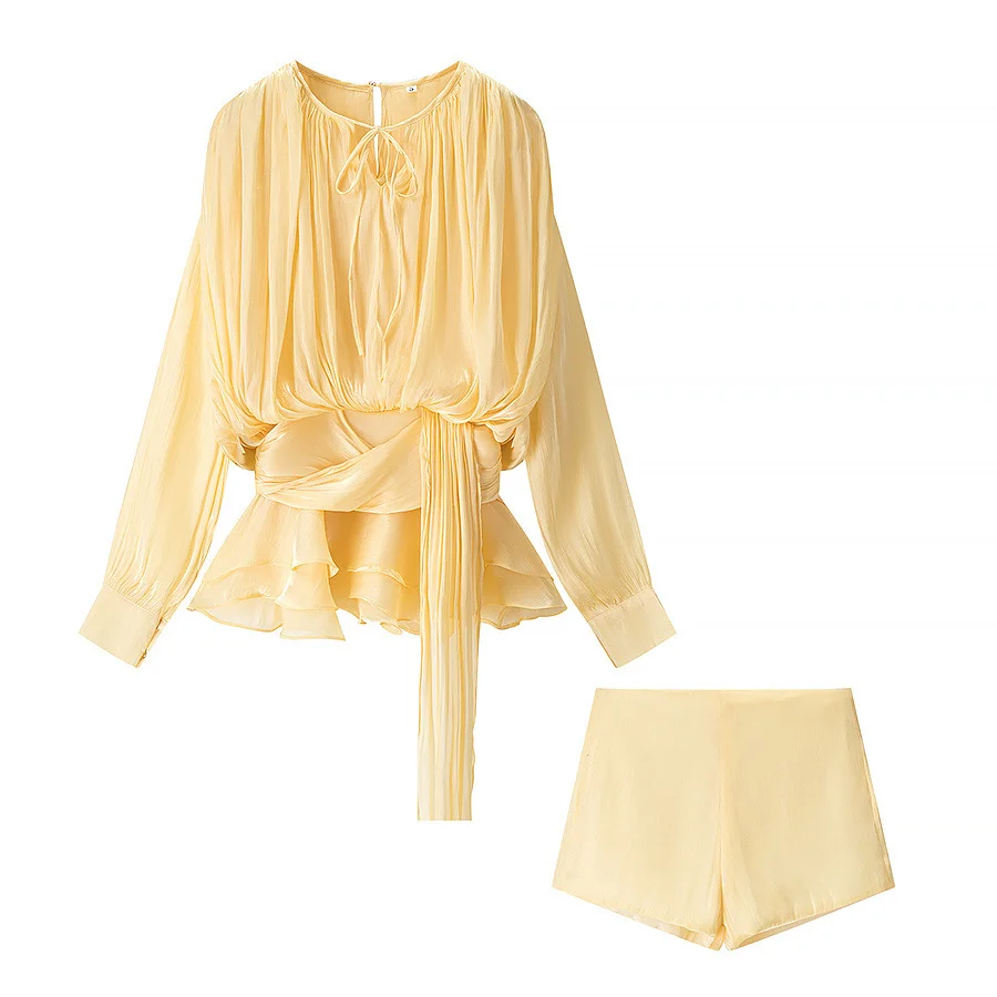 Nigikala Nigikala Temperament Lantern Dress Women's Spring New Short Skirt To Collect Irregular Lotus Leaf Edge Tie