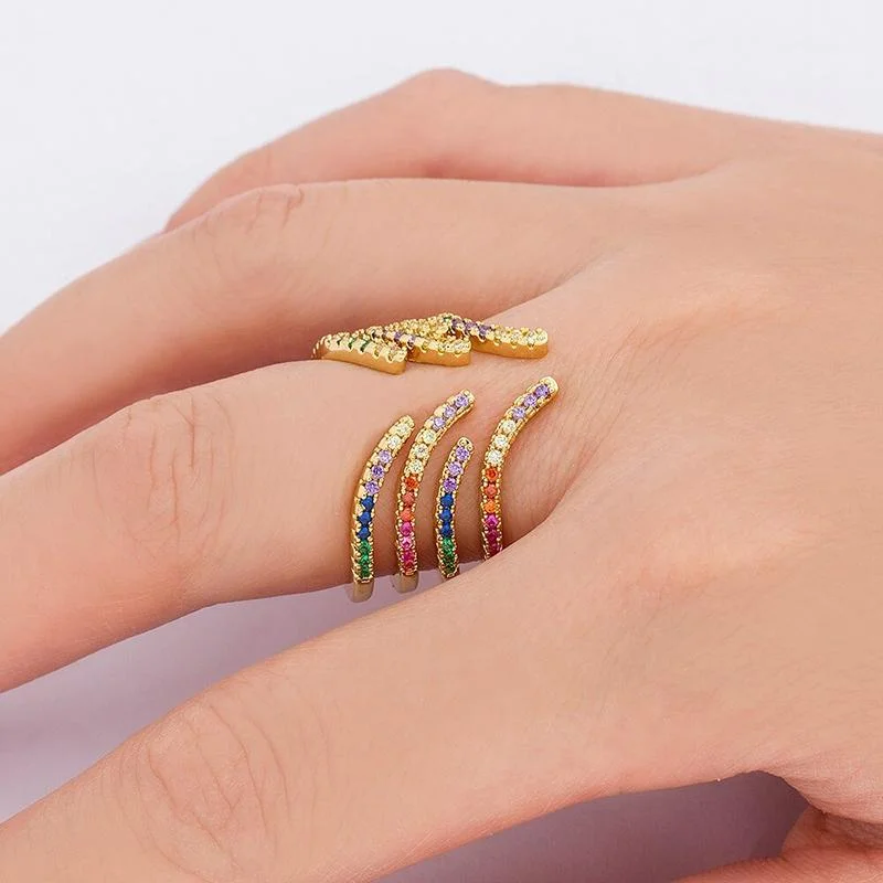 Luxurious Spiral Ring with Colorful Zircon