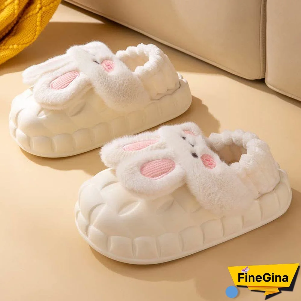 Lovely Cartoon Bunny Detachable Plush Slippers