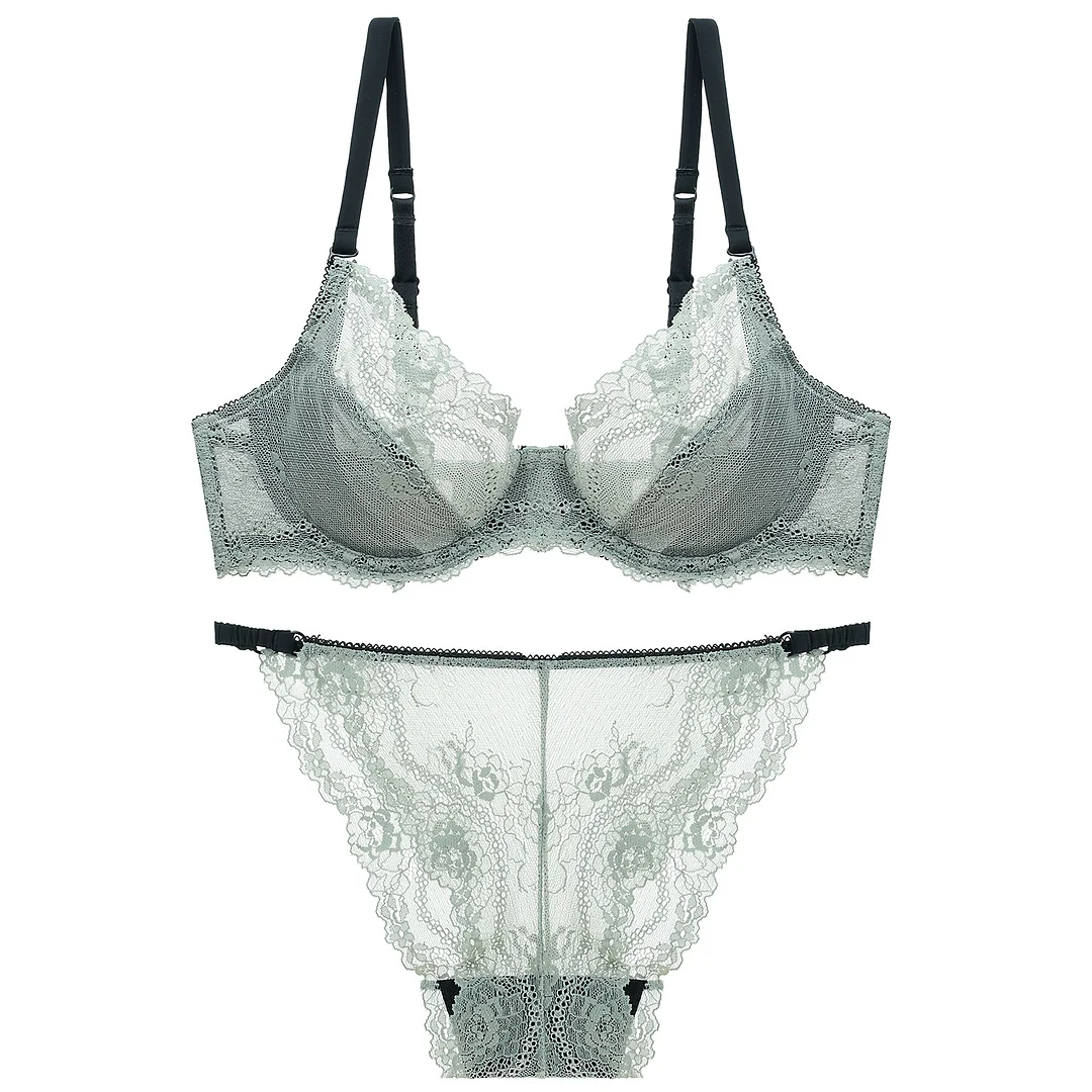 Billionm Billionm Ultra Thin Sexy Underwear Steel Ring Gathered Lace Transparent Lady Bra Suit