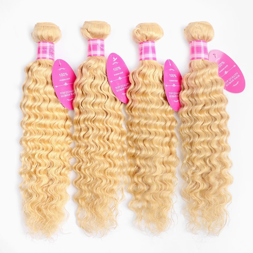 Vallbest Hair Deep Wave 4 Bundles 613 Blonde Virgin Human Hair US Mall Lifes