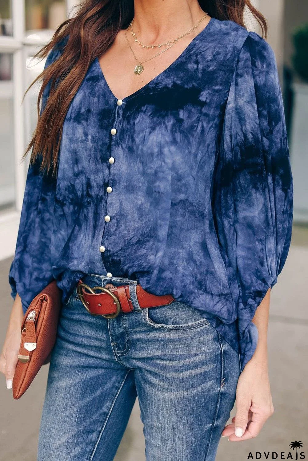 Tie Dye Balloon Sleeve Top