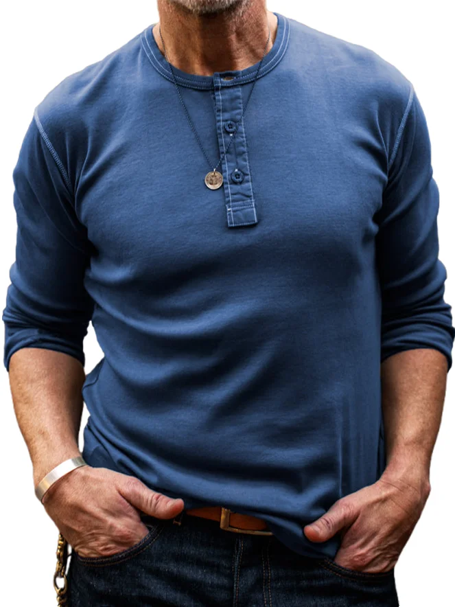 Men's Henley Long Sleeve Top