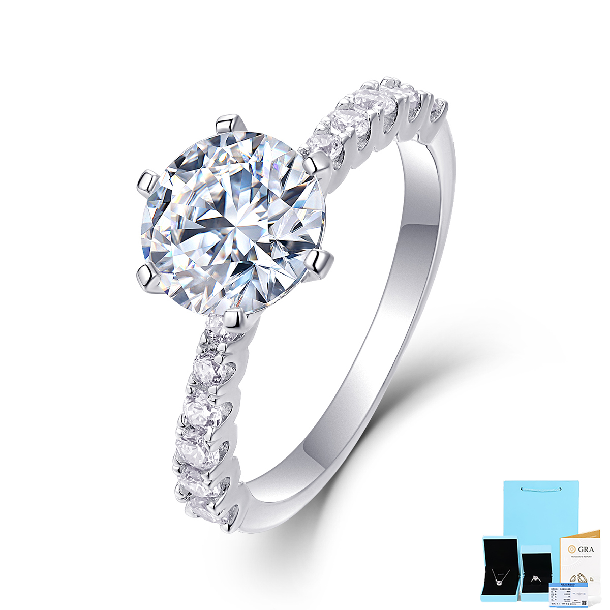 2ct Moissanite Ring, 925 Silver Plated 18k, Round Cut, Eternity Band, Wedding Ring for Women, Sparkle Engagement Jewelry