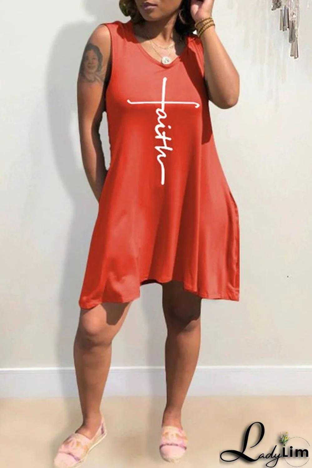 Light Blue Fashion Casual Print Basic Hooded Collar Sleeveless Dress Dresses