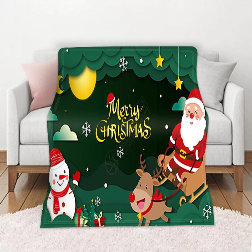 Christmas Blanket Winter Warm Decorative Sofa Living Room Rest Bed To Sleep Flannel Printed Pattern Home Blanket