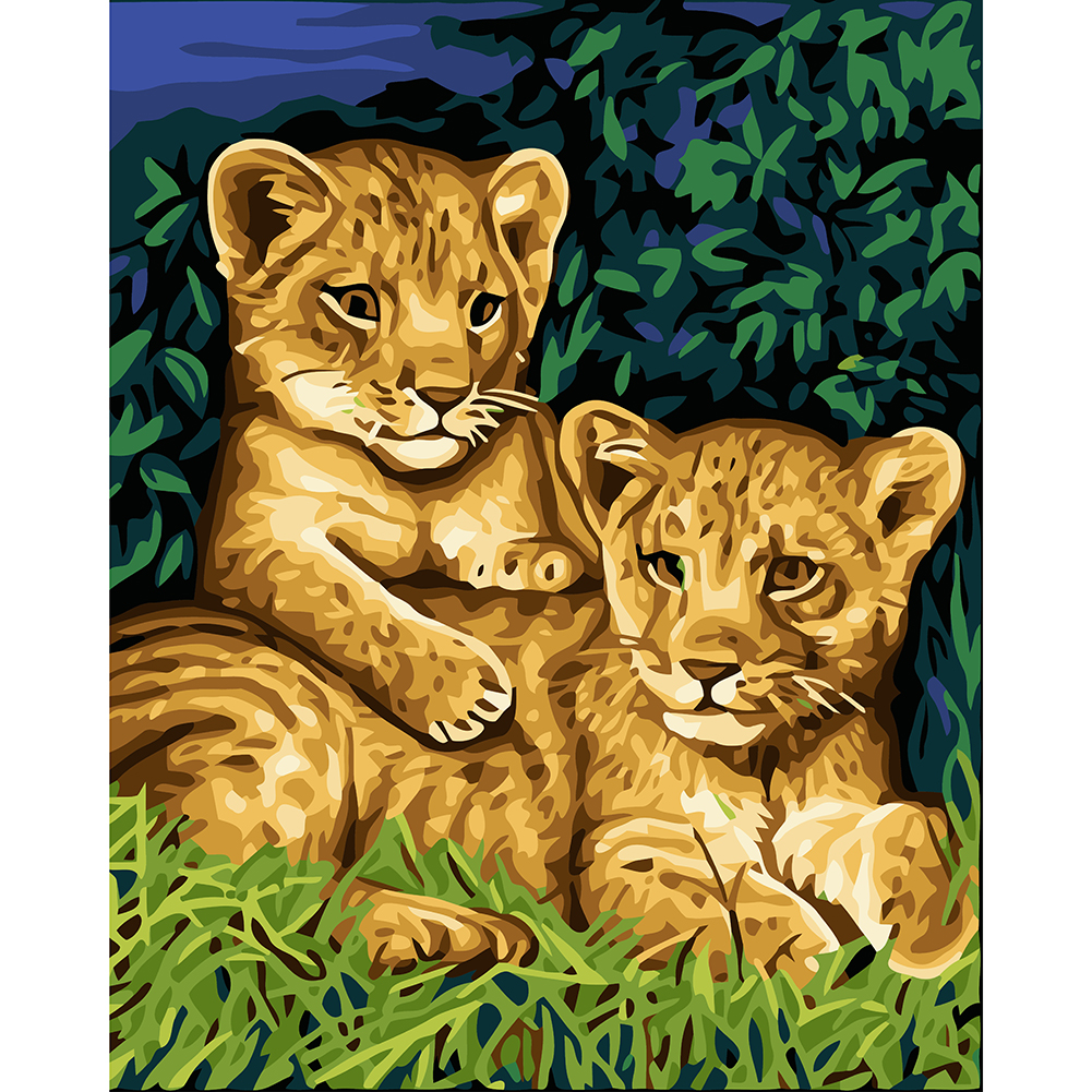 

40*50cm - Painting By Numbers - Two Tigers, 501 Original