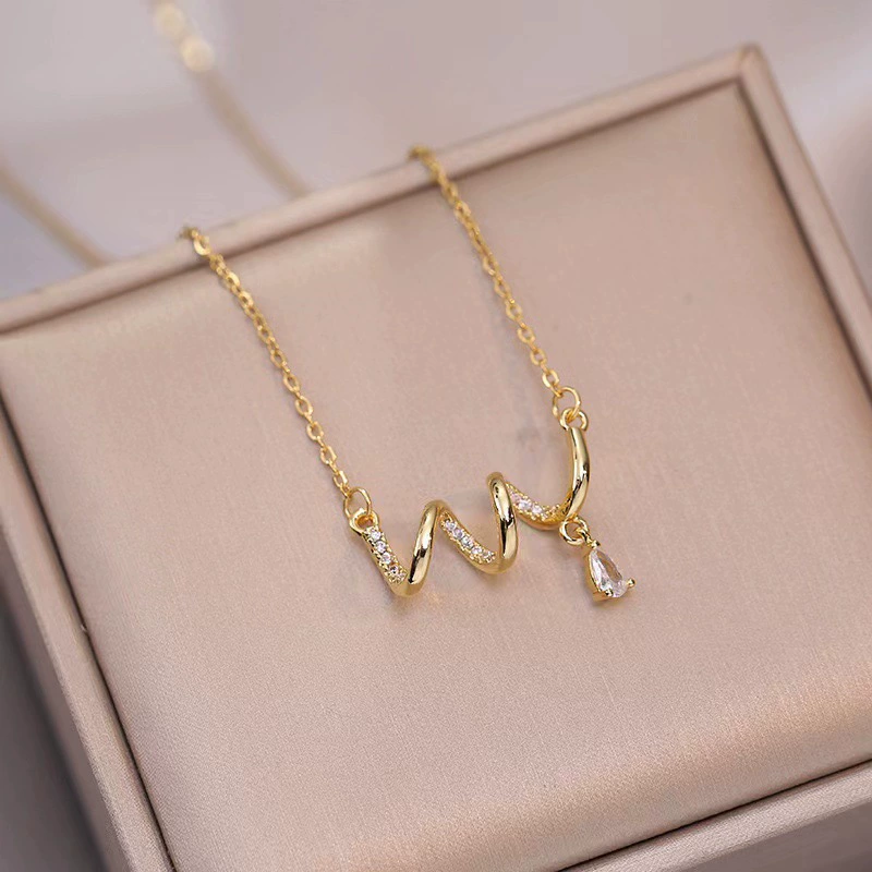 Spiral Wave Cubic Zircon Necklace