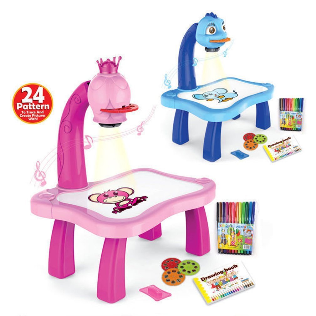 Led Projector Drawing Table Toys Kids Painting Board