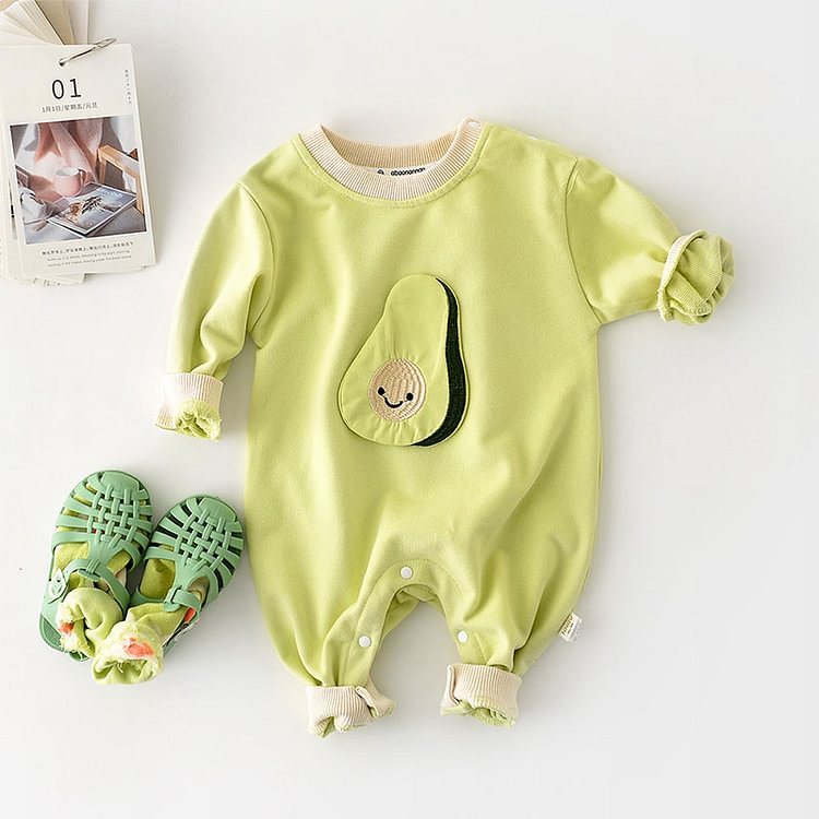 Baby Embroidered Carrot/Avocado Romper