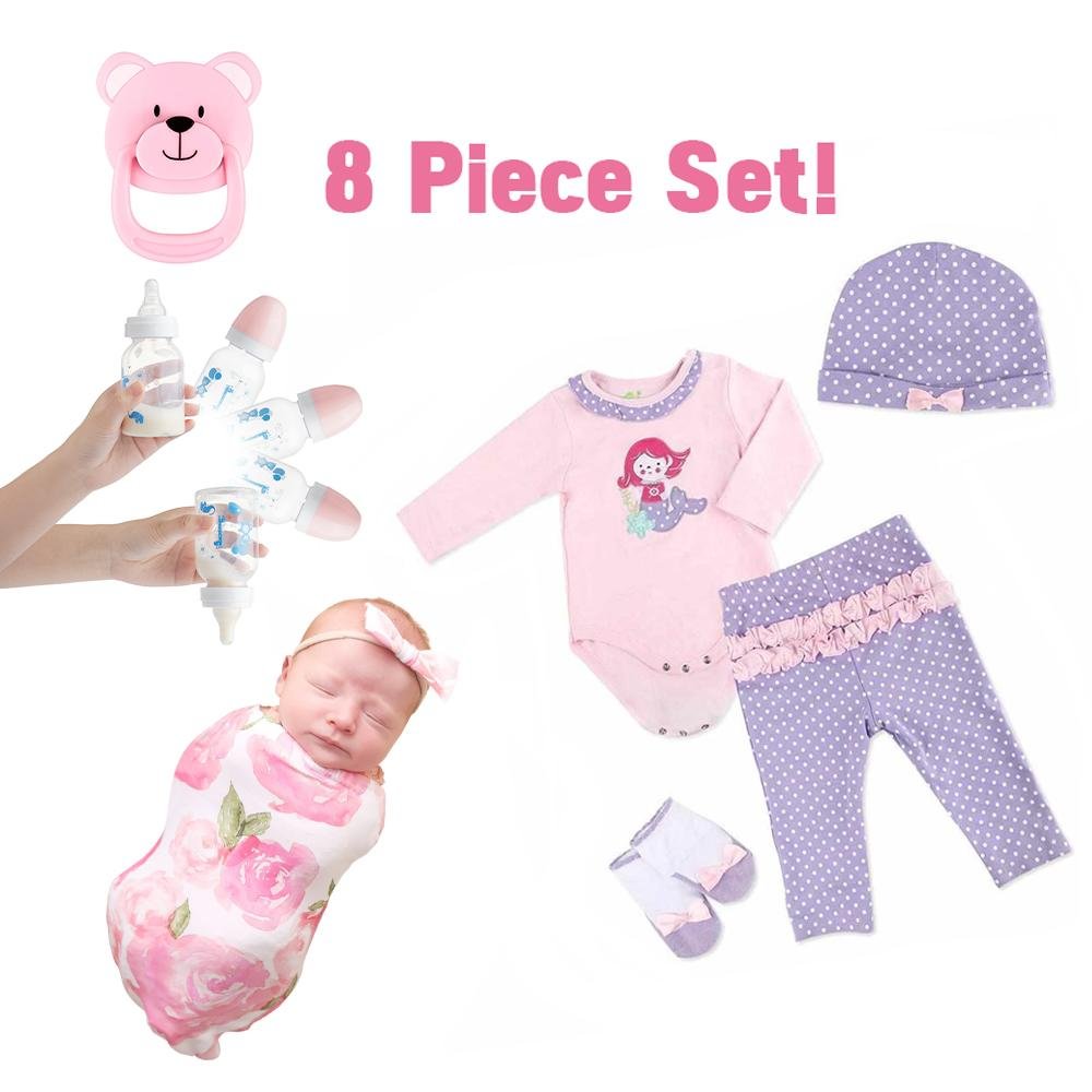 [Suitable for 12'' Mini doll]Adorable Adoption Reborn Baby Essentials-8pcs Gift Set A