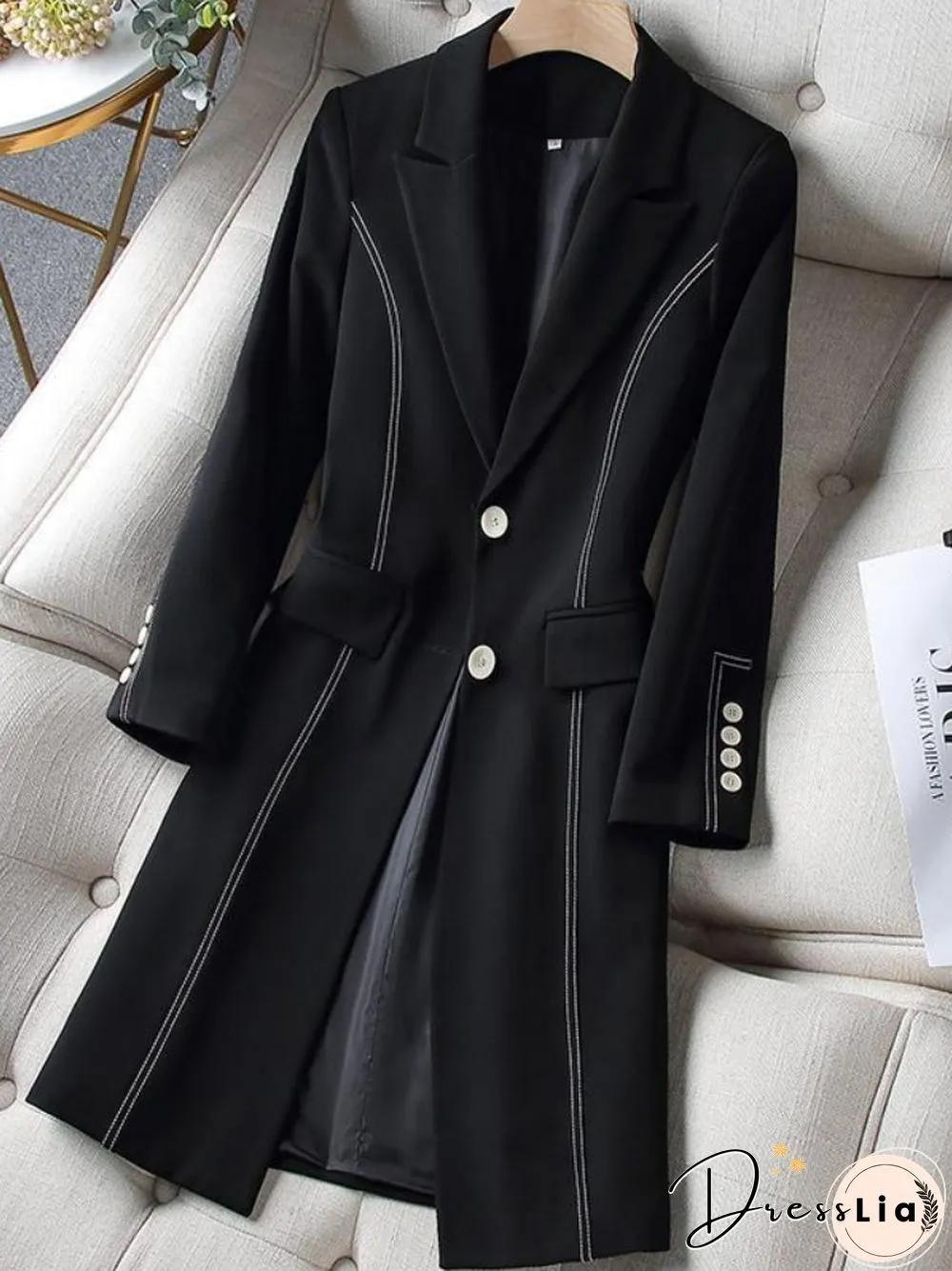 New Spring Autumn Mid-Length Suit Jacket Womens Fashion Temperament Thin Thickened Coat