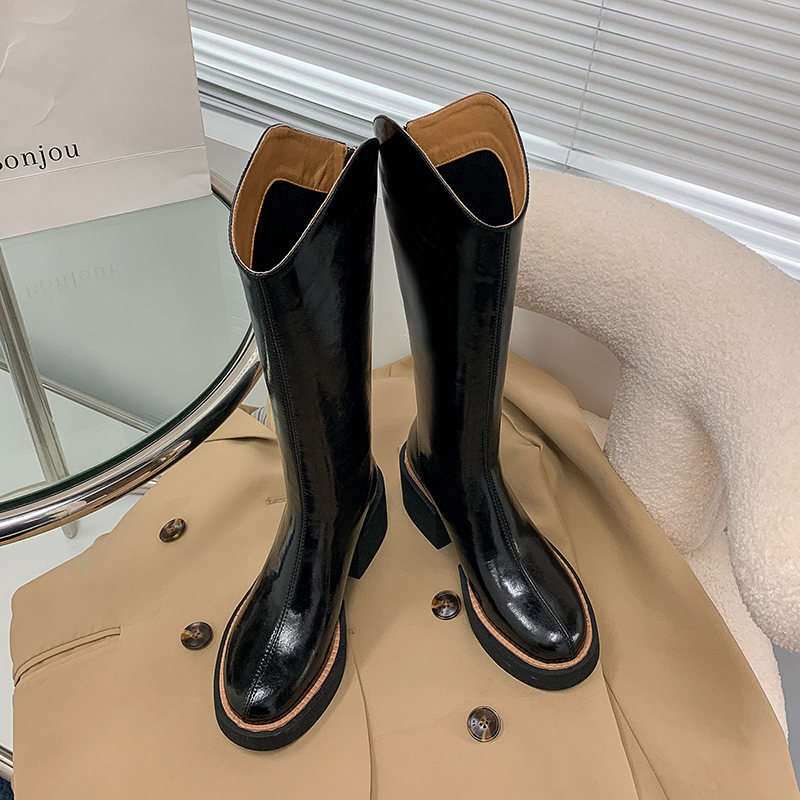 70mm Women Fashion Block Heel Zipper Boots-vocosishoes