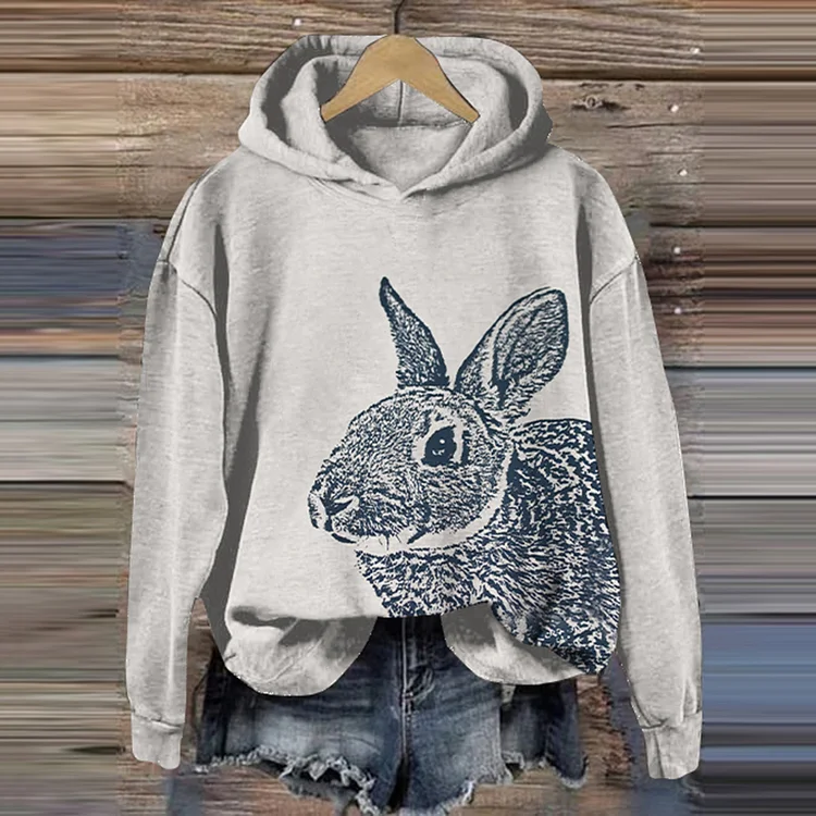Women's Rabbit Japanese Art Casual Hoodie