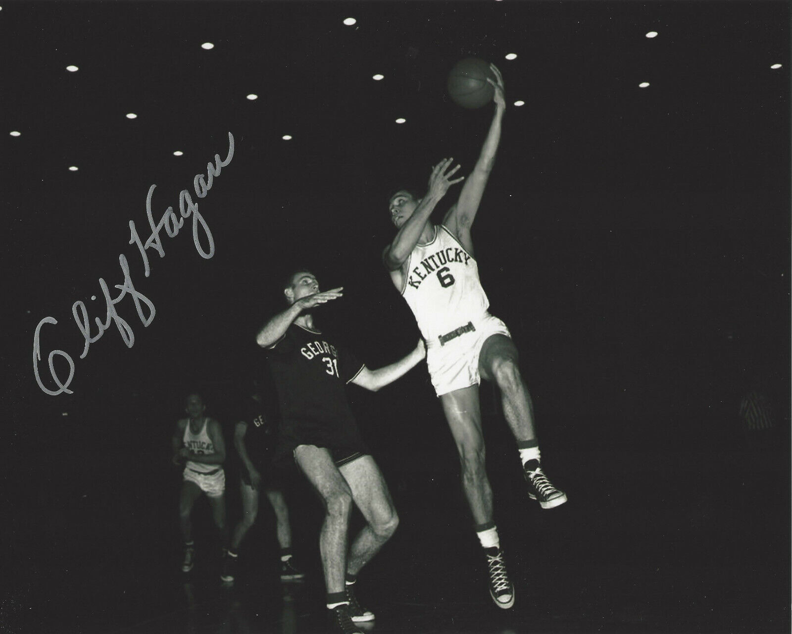 CLIFF HAGAN KENTUCKY WILDCATS SIGNED AUTHENTIC 8x10 Photo Poster painting w/COA UK NCAA LEGEND