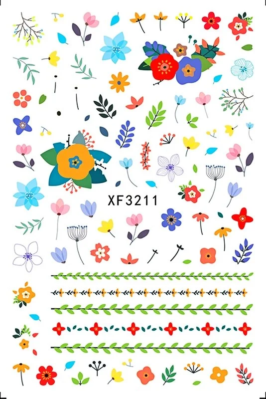 Nail Art Stickers Cactus Sticker for Nails Art Decals Avocado Adhesive Flower Leaves Manicure for Nails Design Decoration Art