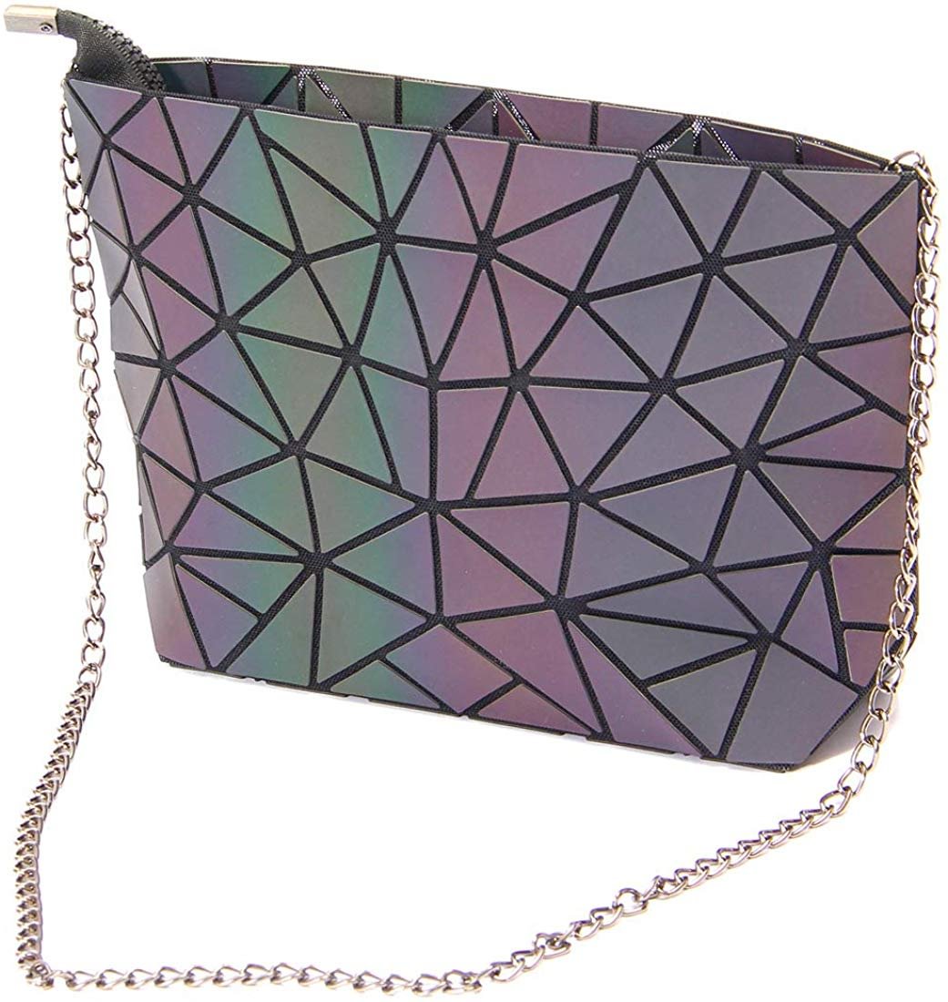 Women Holographic Laser Envelope Clutch Handbag Shoulder Bag Purse