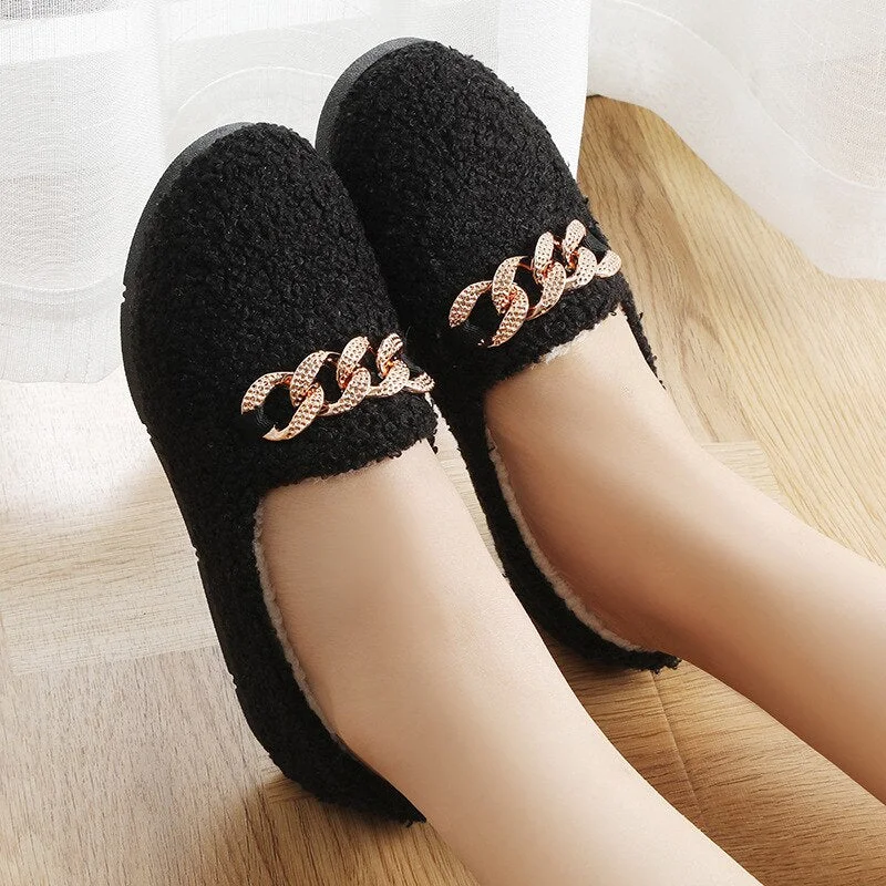 2021 Winter Warm Slippers Shoes cotton Slipper Lovely Home Floor Soft Stripe Slippers Female Shoes Small size