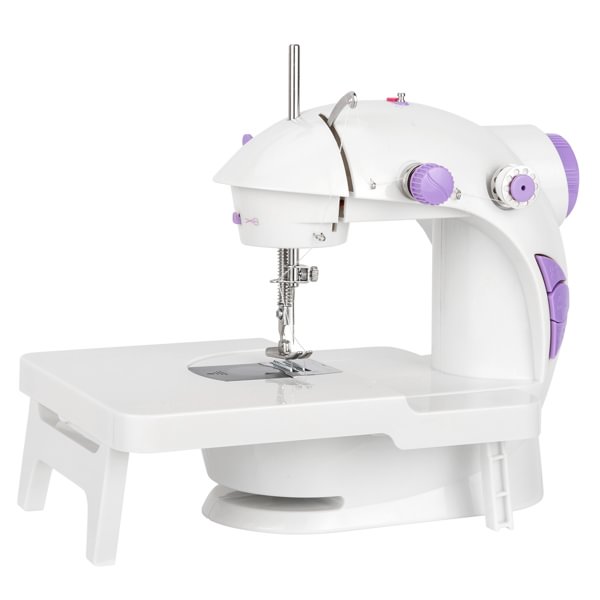 Portable Household Electric Multifunctional Seaming Machine With Extension Table - White&Purple - vzzhome