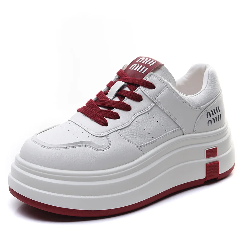 Yyvonne Leather Thick-Soled Little White Shoe Woman 2025 Spring New Set Casual Fashion Board Shoes Comfortable And Light Cake Shoes