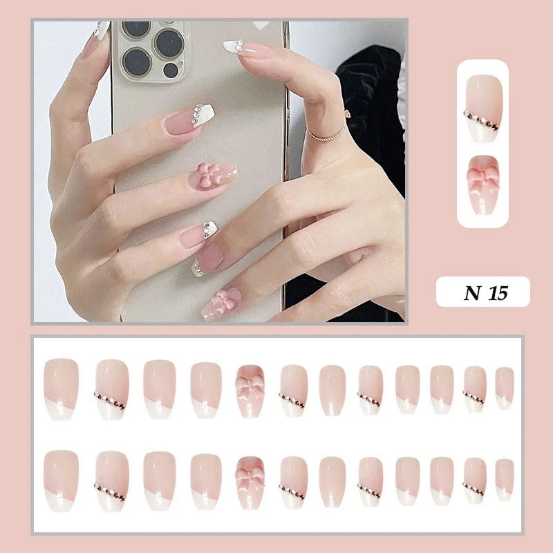 24pcs false nails matte Green Nails Patch with glue Removable Long Paragraph Fashion Manicure press on Nail tips free shipping-Nail Inspo