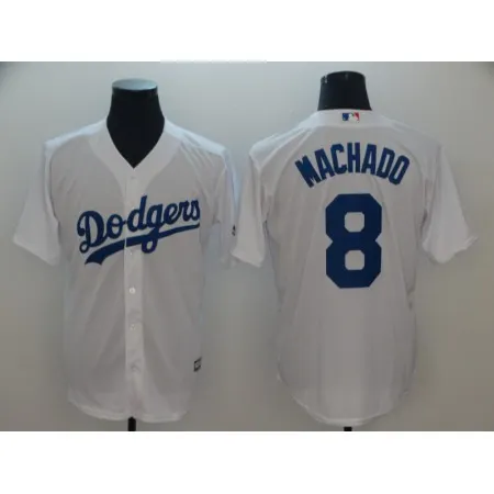 Men's Los Angeles Dodgers #8 Manny Machado White Cool Base Player Stitched MLB Jersey