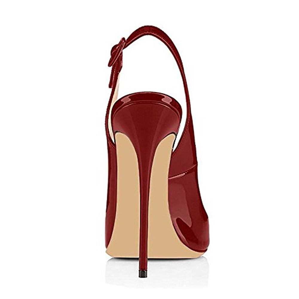 4.72 women's open toe leaky heel  Burgundy high heels-vocosishoes