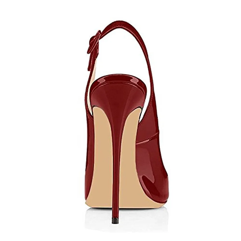 4.72 women's open toe leaky heel  Burgundy high heels-vocosishoes