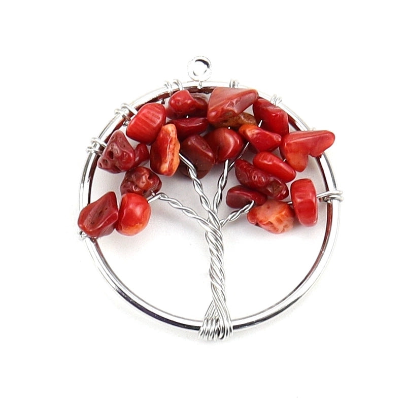 Minimalist Lucky Tree Natural Stone Agate Pendants