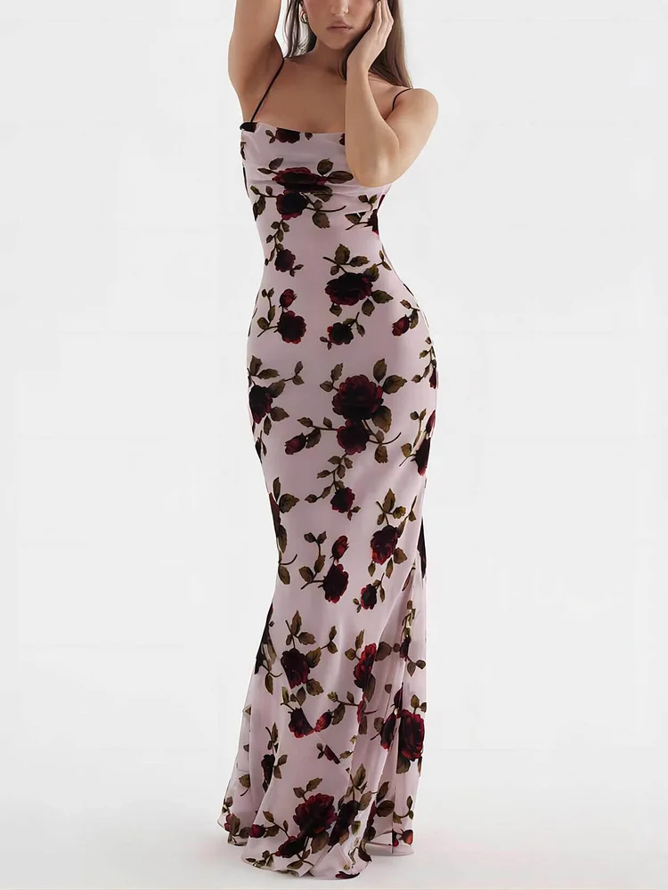 Rose Backless Maxi Dress