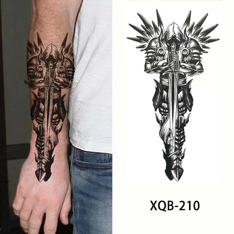 Sdrawing Forest Tattoo Sticker for Men Women Tiger Wolf Death Skull Temporary Tattoo Fake Henna Skeleton King Animal Tatoo Pattern