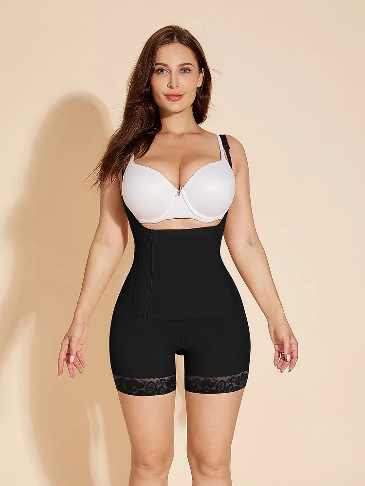 Side Zipper Closure Women Shapewear Butt Lifting Body Shaper - Black