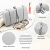BAIGIO Damen Abendtasche Blumen Clutch Elegante Clutch Leder Handtasche Kette Shiny Umhängetasche für Hochzeit Party Brauttasche Silber
