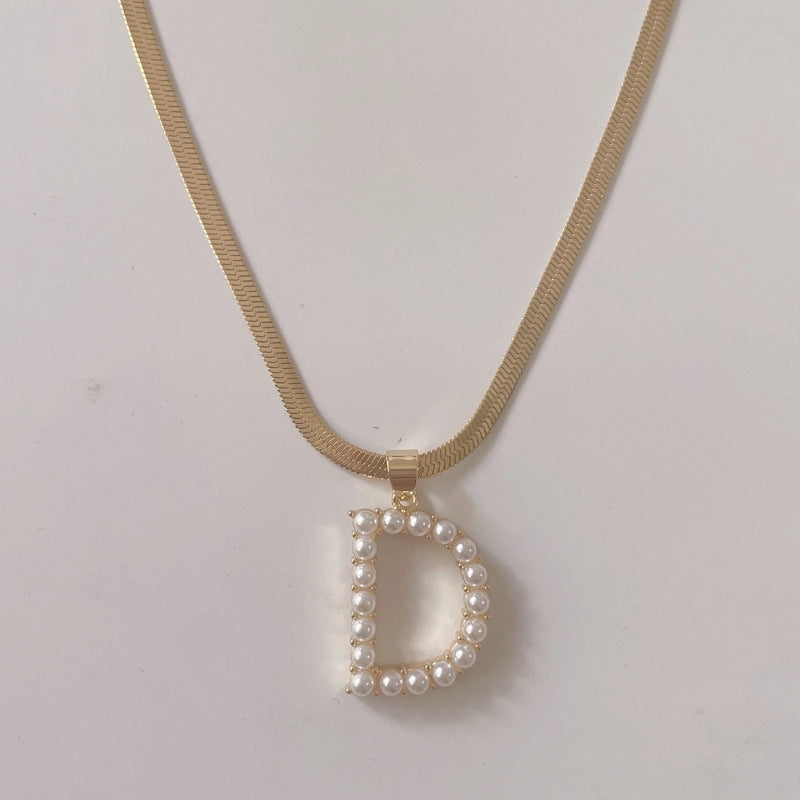 Elegant Luxurious Classic Style Letter Copper 14k Gold Plated Artificial Pearls Pendant Necklace In Bulk