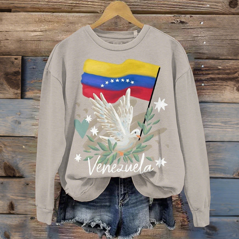 Women's Peace Dove With Venezuela Inspired Crew Neck Sweatshirt artswardrobe