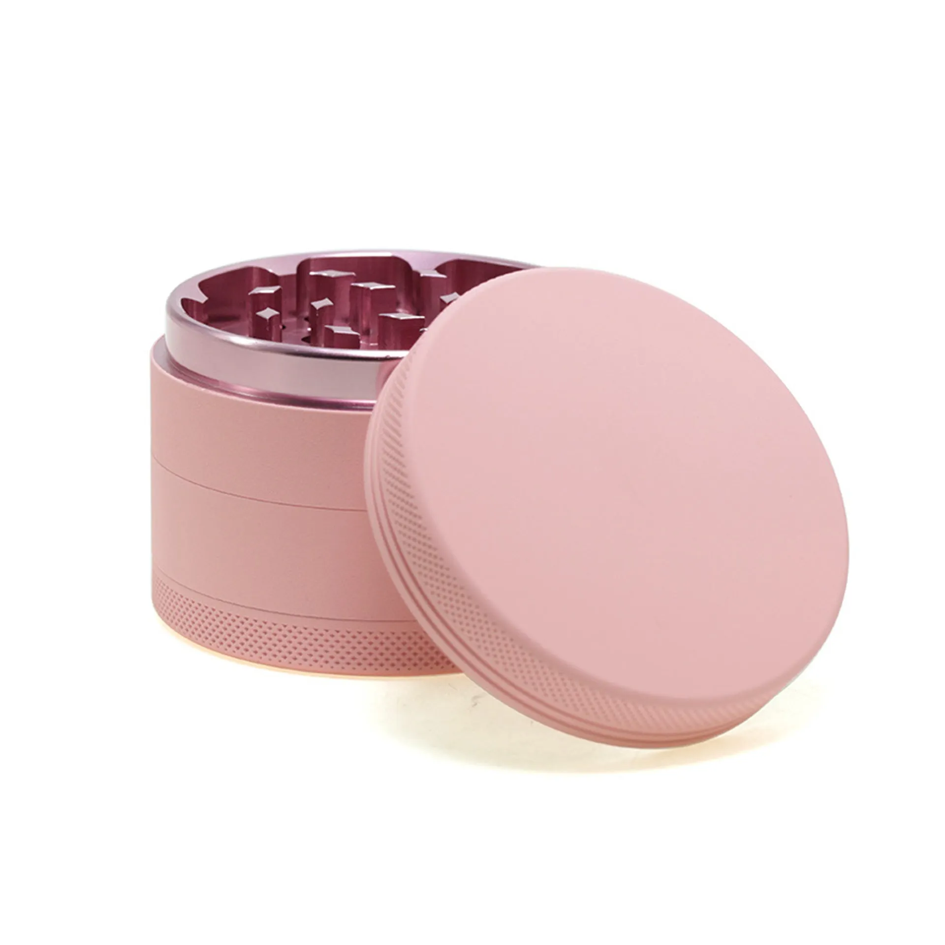 63MM Four-layer Macaron Color Aluminum Alloy Outside Pink Series Rubber Paint  Grinder-Pink